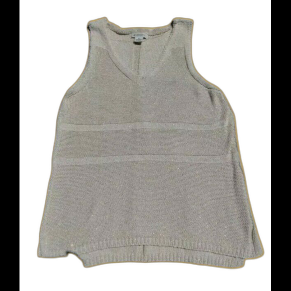 Liz Claiborne Womens Top Size XL Sleeveless Knit Gold Metallic Thread Office